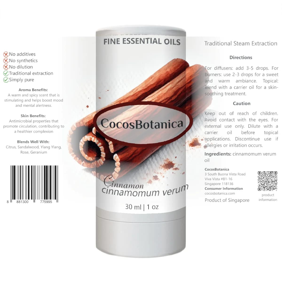 Cinnamon (cinnamomum verum) 30 ml Oil